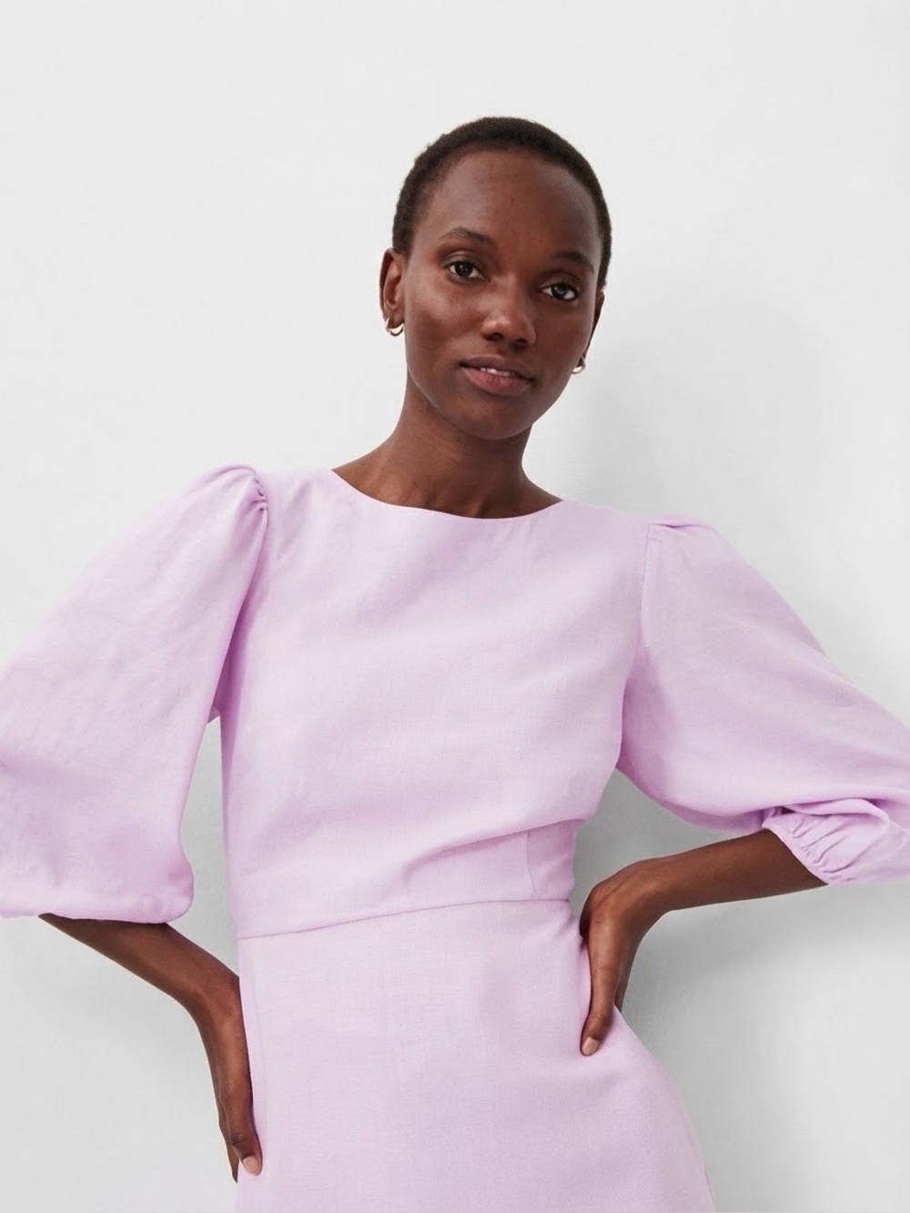 Ann Taylor, Lilac Puff-Sleeve Dress, 12P - Picture 3 of 6